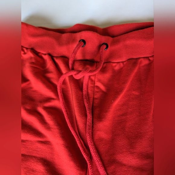 Forever 21 Track Wide Flare Leg Pants L Red Fishnet Stripe Pants Y2K - Picture 3 of 11